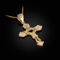 Gold Open Heart Cross Charm Pendant Necklace