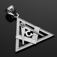 White Gold Triangle Diamond Masonic Pendant
