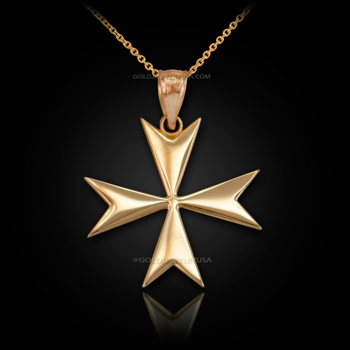 Gold Maltese Cross Pendant Necklace