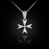 White Gold Maltese Cross Womens Tiny Charm Necklace