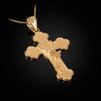 Gold Rosary Cross Prayer Pendant Necklace