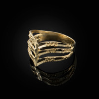 Triple Chevron Gold Nugget Ladies Ring