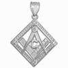 White Gold Square Diamond Masonic Pendant