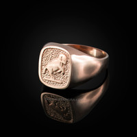 Rose Gold Aries Mens Zodiac Ring