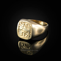 Yellow Gold Taurus Mens Zodiac Ring