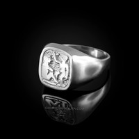 White Gold Gemini Mens Zodiac Ring