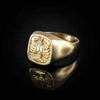 Yellow Gold Cancer Mens Zodiac Ring