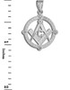 White Gold Round Diamond Masonic Pendant