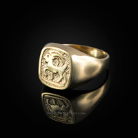 Yellow Gold Capricorn Mens Zodiac Ring