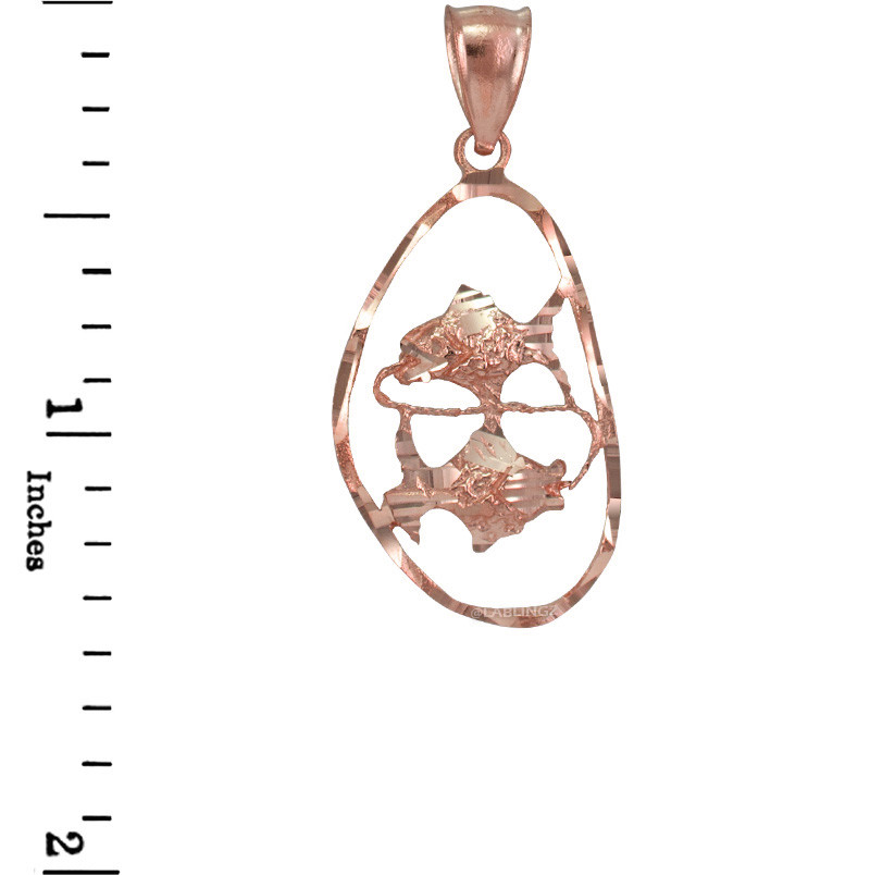 Solid Rose gold, open design, diamond-cut finish Pisces zodiac