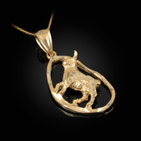 Gold Taurus Zodiac Sign DC Pendant Necklace