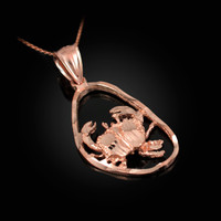 Rose Gold Cancer Zodiac Sign DC Pendant Necklace