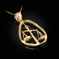 Gold Libra Zodiac Sign DC Pendant Necklace
