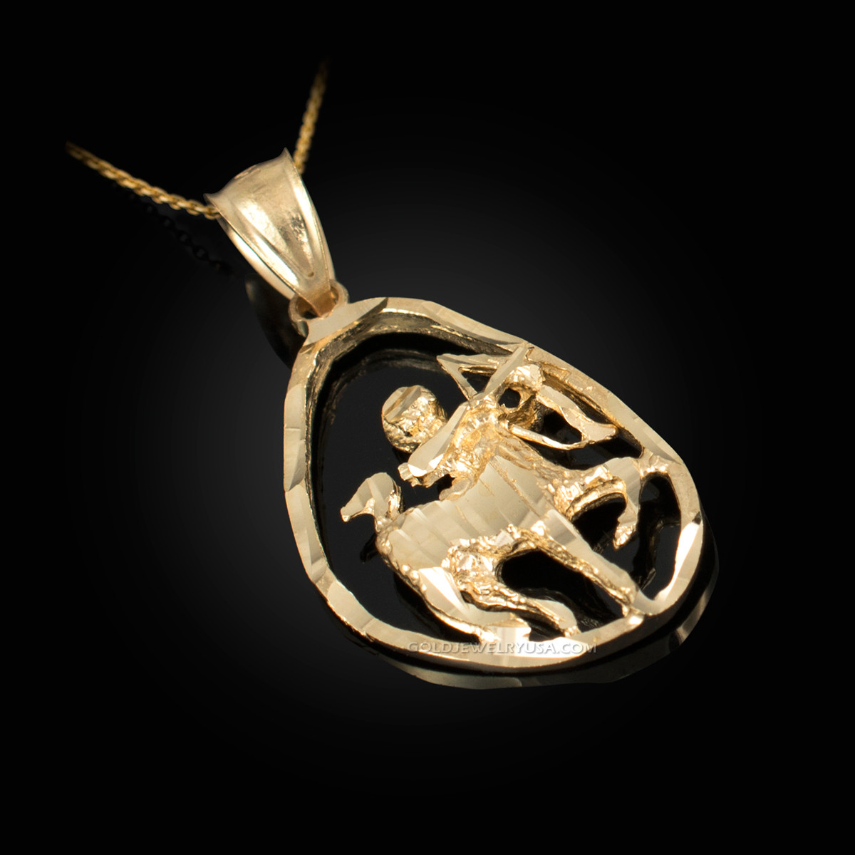 Gold Sagittarius Zodiac Sign DC Pendant 