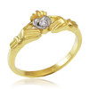 Dainty Gold Claddagh Promise Ring with Diamond