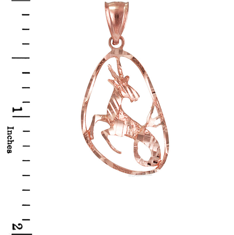 Rose Gold Capricorn Zodiac Sign DC Pendant Necklace