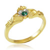 Dainty Gold Claddagh Promise Ring with Emerald