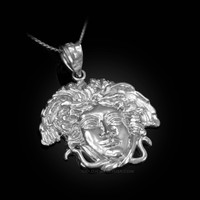 White Gold Medusa Charm Necklace