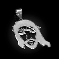 White Gold Jesus Face DC Pendant (S/M/L)