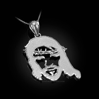 White Gold  Jesus Face DC Charm Necklace