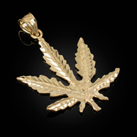 Yellow Gold Marijuana Weed DC Pendant