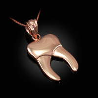 Polished Rose Gold Molar Tooth Dental Charm Necklace