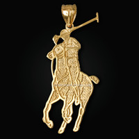 Yellow Gold Polo Horse Rider Pendant