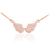 14K Rose Gold Diamond Studded Angel Wings Necklace