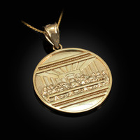 Yellow Gold Last Supper Medallion Pendant Necklace