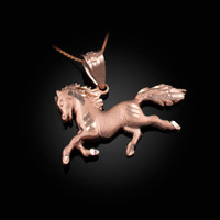 Rose Gold Horse Satin DC Charm Necklace
