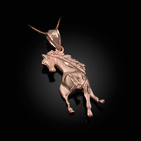 Rose Gold Stallion Horse Satin DC Pendant Necklace