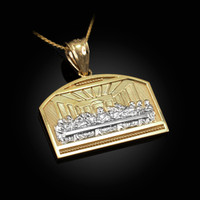 Two-Tone Gold Last Supper Pendant Necklace