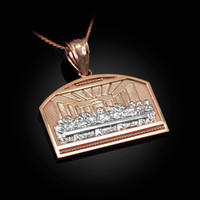 Two-Tone Rose Gold Last Supper Pendant Necklace