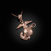 Rose Gold US Marine Corps Womens Charm Necklace