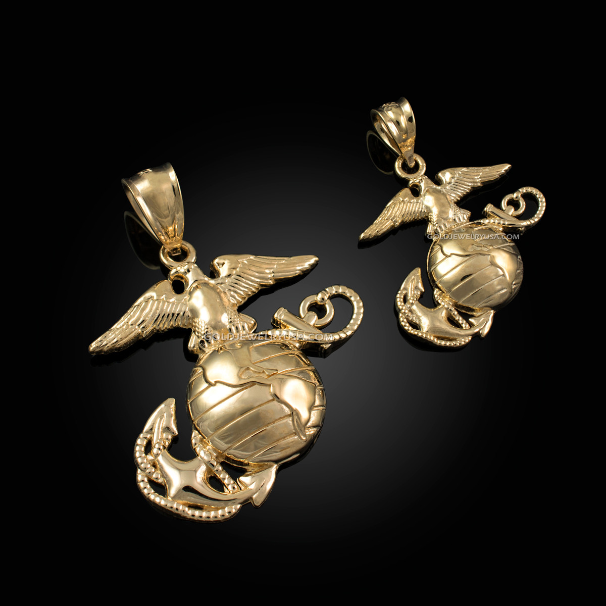 Gold US Marine Corps USMC Charm Pendant