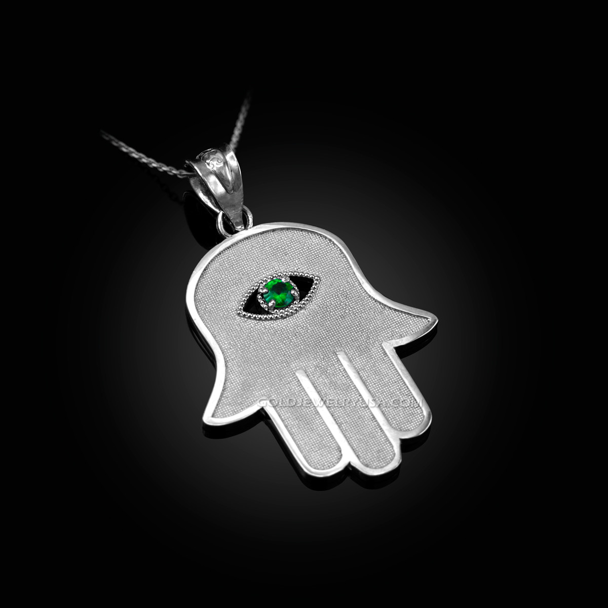 White gold store hamsa pendant