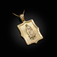 Virgin Mary Yellow Gold DC Pendant Necklace