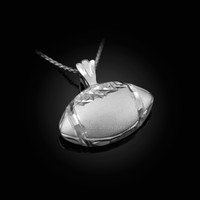 White Gold Satin DC American Football Pendant Necklace