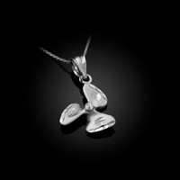 White Gold Satin DC Rotor Propeller Charm Necklace