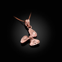 Rose Gold Satin DC Rotor Propeller Charm Necklace