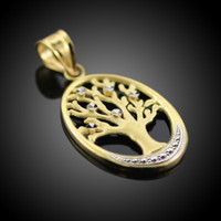 Gold Tree Of Life Oval Charm Pendant