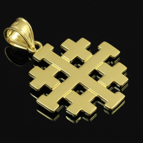 Rose Gold Jerusalem "Crusaders" Cross Pendant