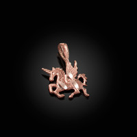 Rose Gold Tiny Flying Unicorn DC Charm Necklace