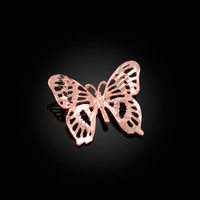 Rose Gold Butterfly Filigree DC Charm Necklace
