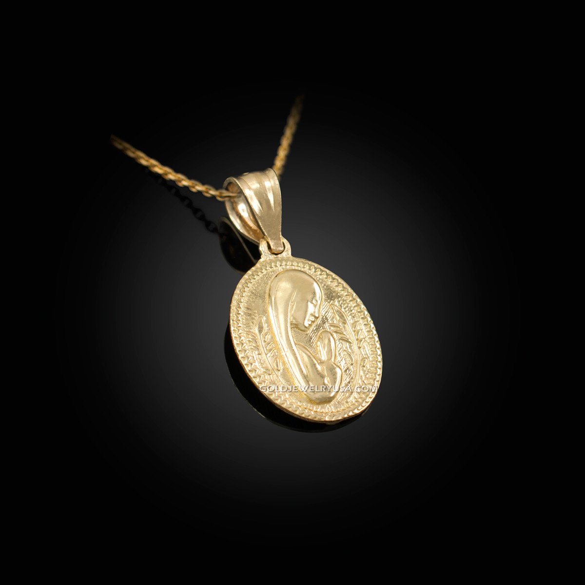 Virgin mary gold medallion fashion