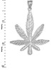 White Gold Marijuana Leaf Cannabis Pendant