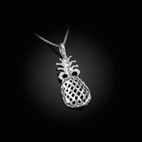 White Gold Pineapple Filigree DC Charm Necklace