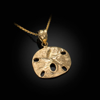Yellow Gold Sand Dollar DC Charm Necklace