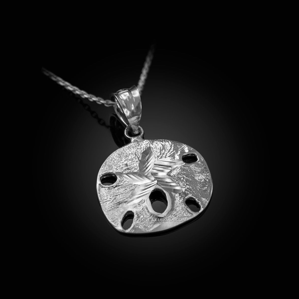 White gold sand dollar on sale necklace