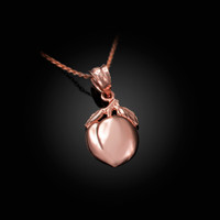 Polished DC Yellow Gold Peach Fruit Charm Necklace